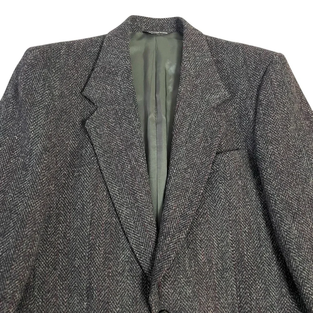 Harris Tweed Blazer Mens Size 40R Gray Red Line Slim Fit Sport Jacket